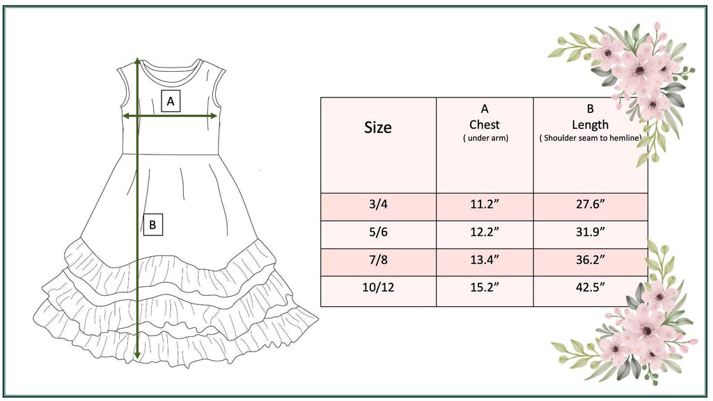 Girls 3 Tiered Pink Green Tropical Spring Ruffles Dress