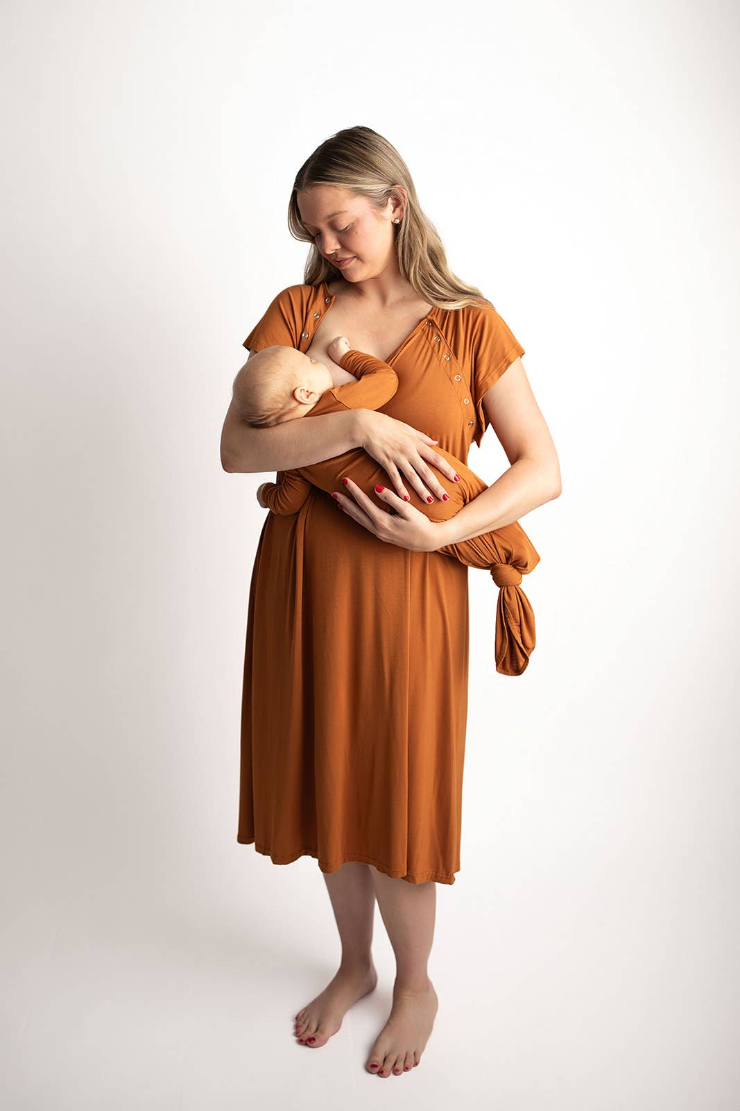 Saddle Longhorn Orange Western Knotted Newborn Baby Gown & knotted hat