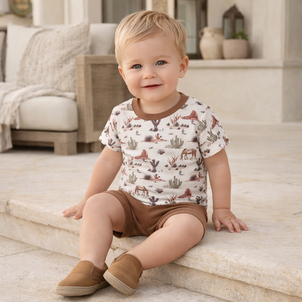 Cactus Trails Bamboo Boy's Southwest Tee & Shorts Set