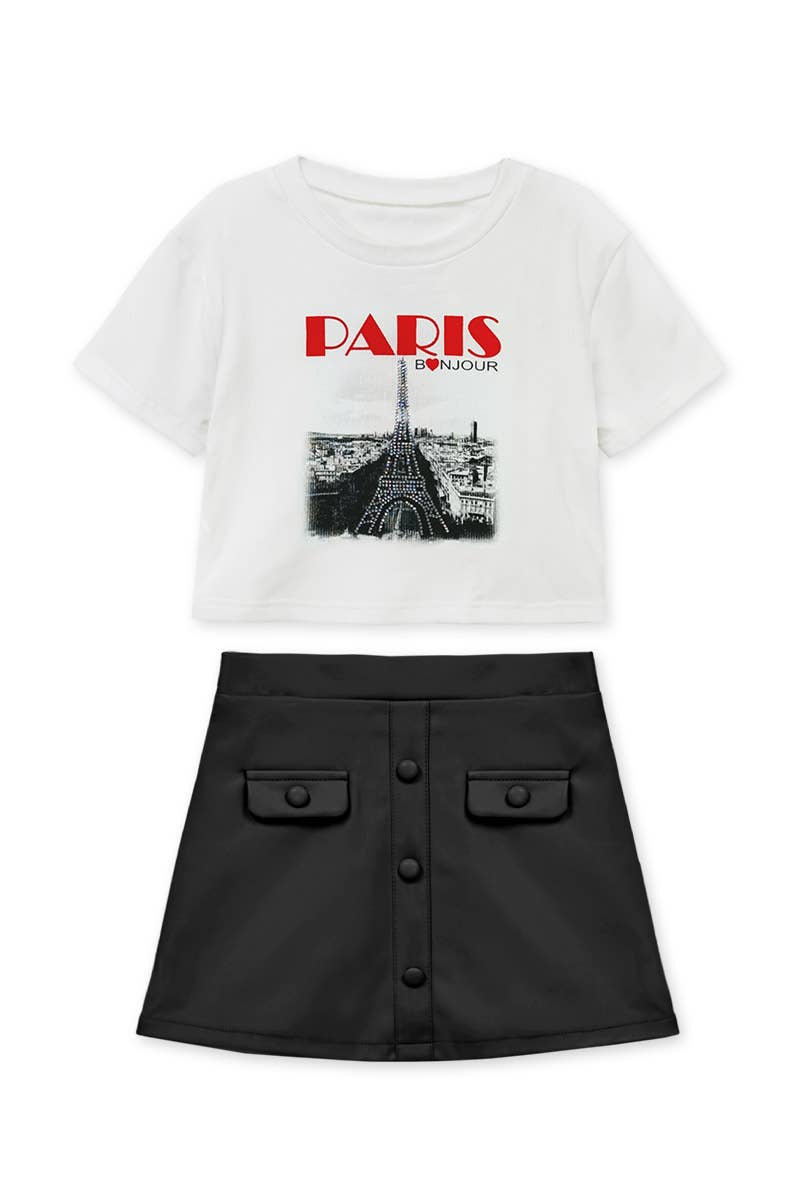 BLK Girl's 2 pc Pleather Skirt Set
