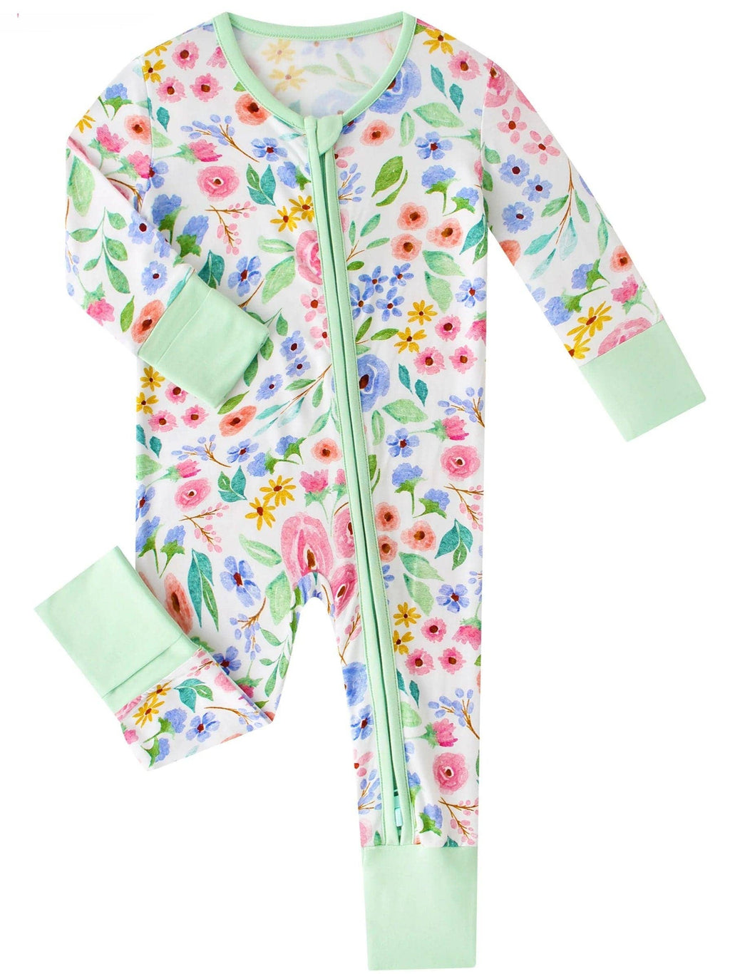 Posh TOT Ditsy Floral Bamboo Baby Convertible Zippy Romper