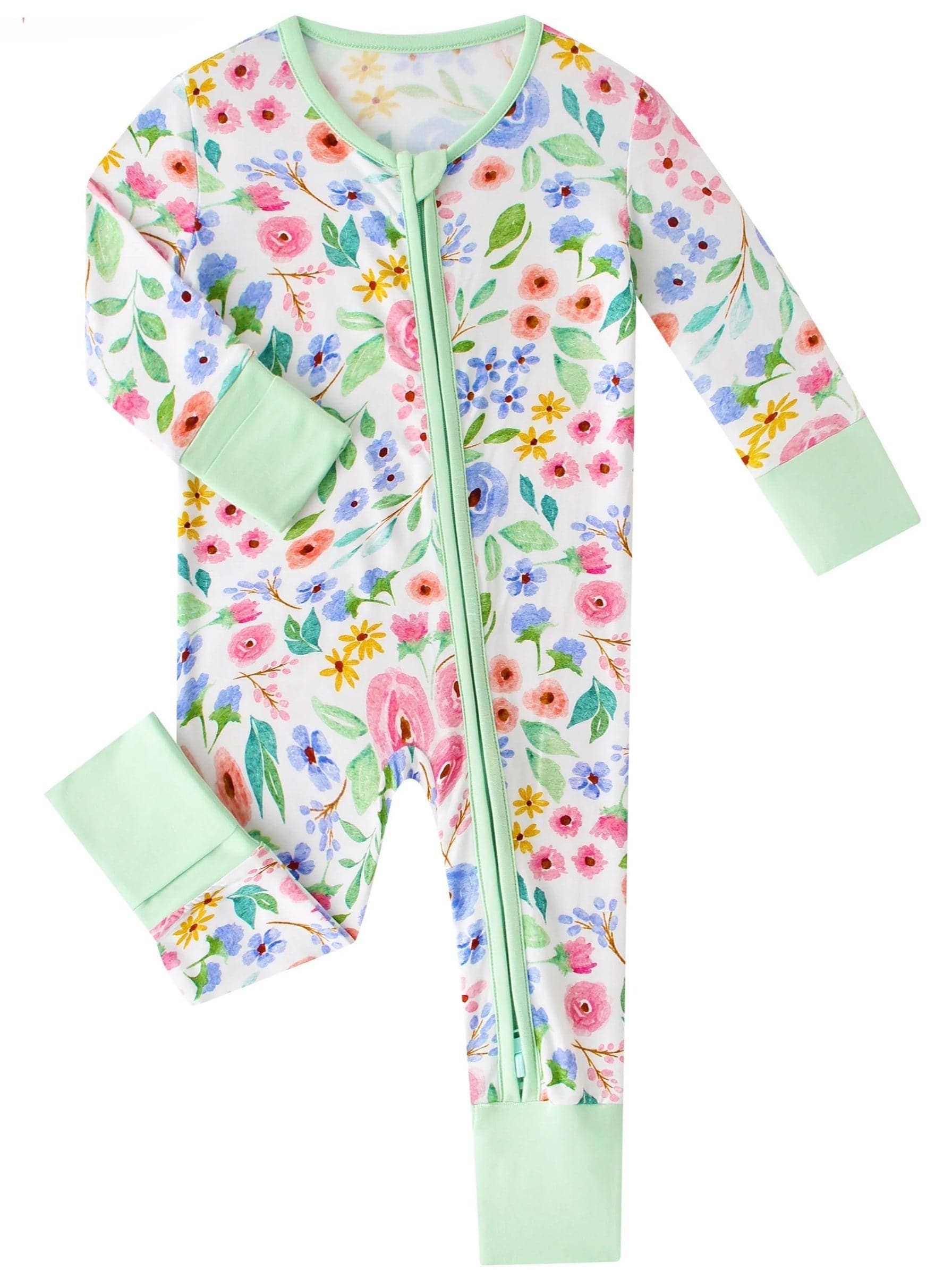 Posh TOT Ditsy Floral Bamboo Baby Convertible Zippy Romper