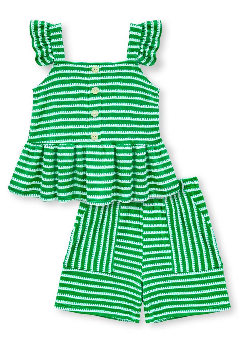 Girl's 2 pc Striped Short Set