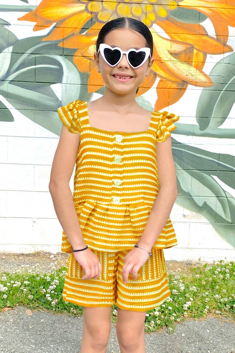 Girl's 2 pc Striped Short Set