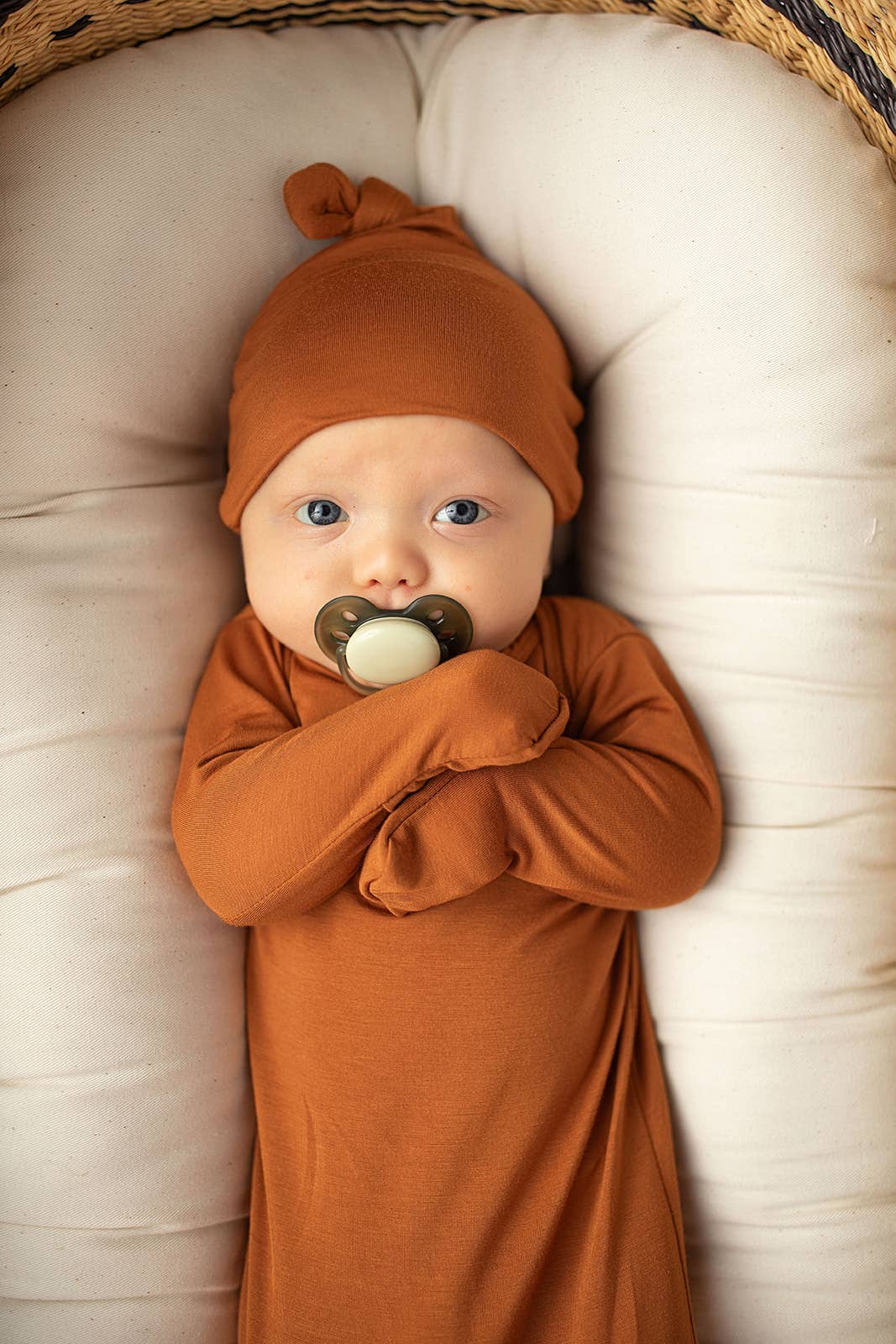Saddle Longhorn Orange Western Knotted Newborn Baby Gown & knotted hat