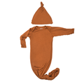 Saddle Longhorn Orange Western Knotted Newborn Baby Gown & knotted hat