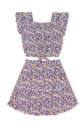 Girls  Floral Ruffle Sleeve 2 pc Skirt Set