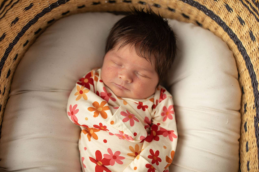 70s Groovy Flower Knotted Newborn Baby Gown
