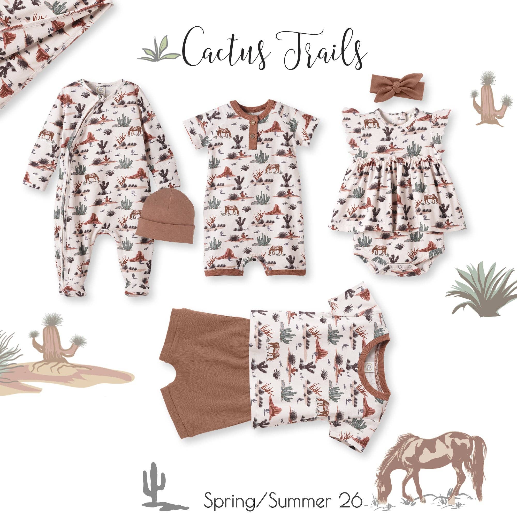 Bamboo Cactus Trails Henley Outfit- Romper