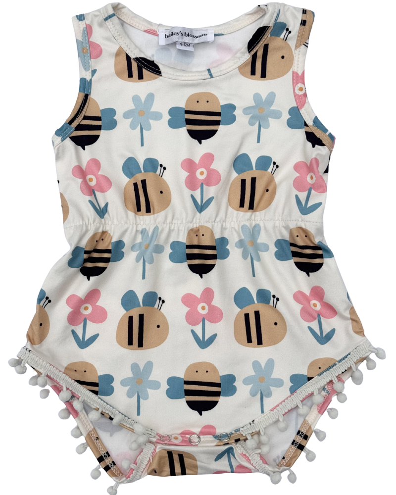 Dillon Pom Pom Romper - Bumblebee Bloom