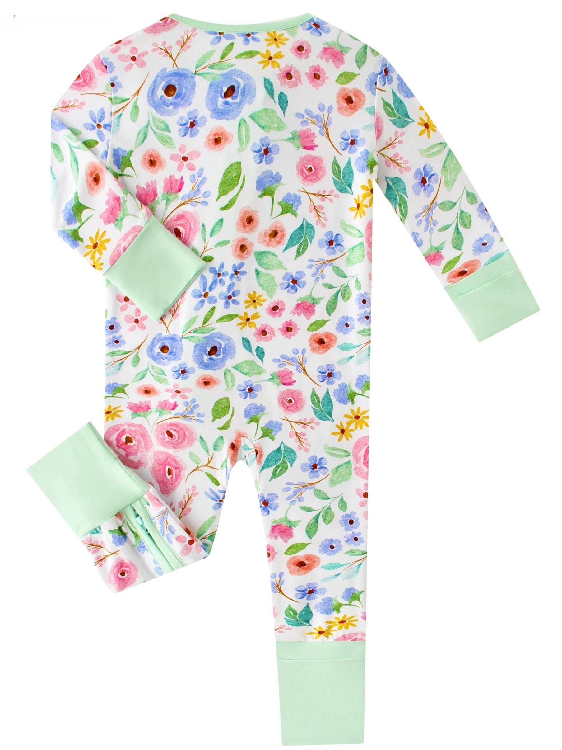 Posh TOT Ditsy Floral Bamboo Baby Convertible Zippy Romper