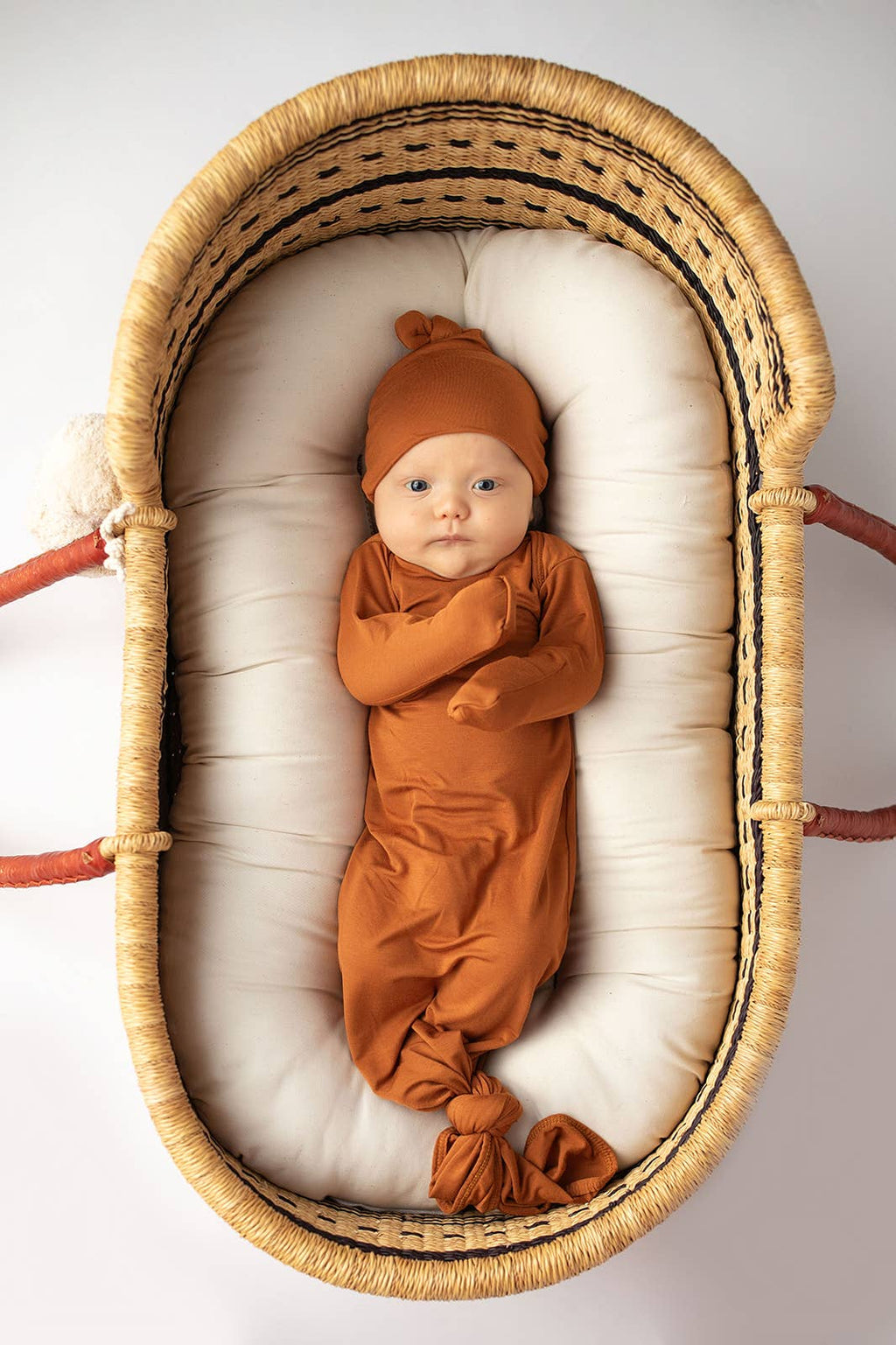 Saddle Longhorn Orange Western Knotted Newborn Baby Gown & knotted hat