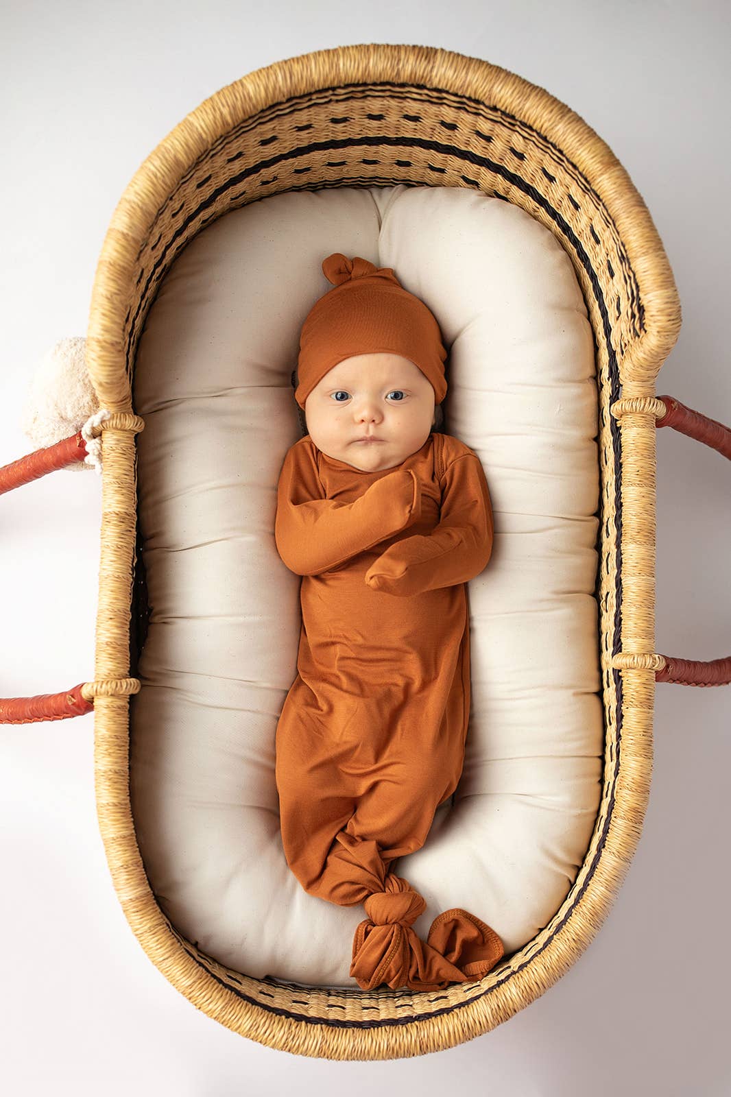 Saddle Longhorn Orange Western Knotted Newborn Baby Gown & knotted hat