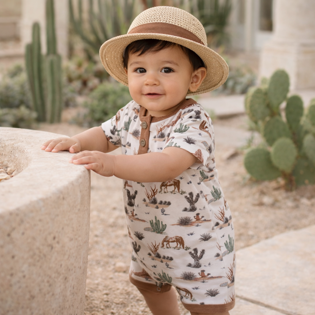Bamboo Cactus Trails Henley Outfit- Romper