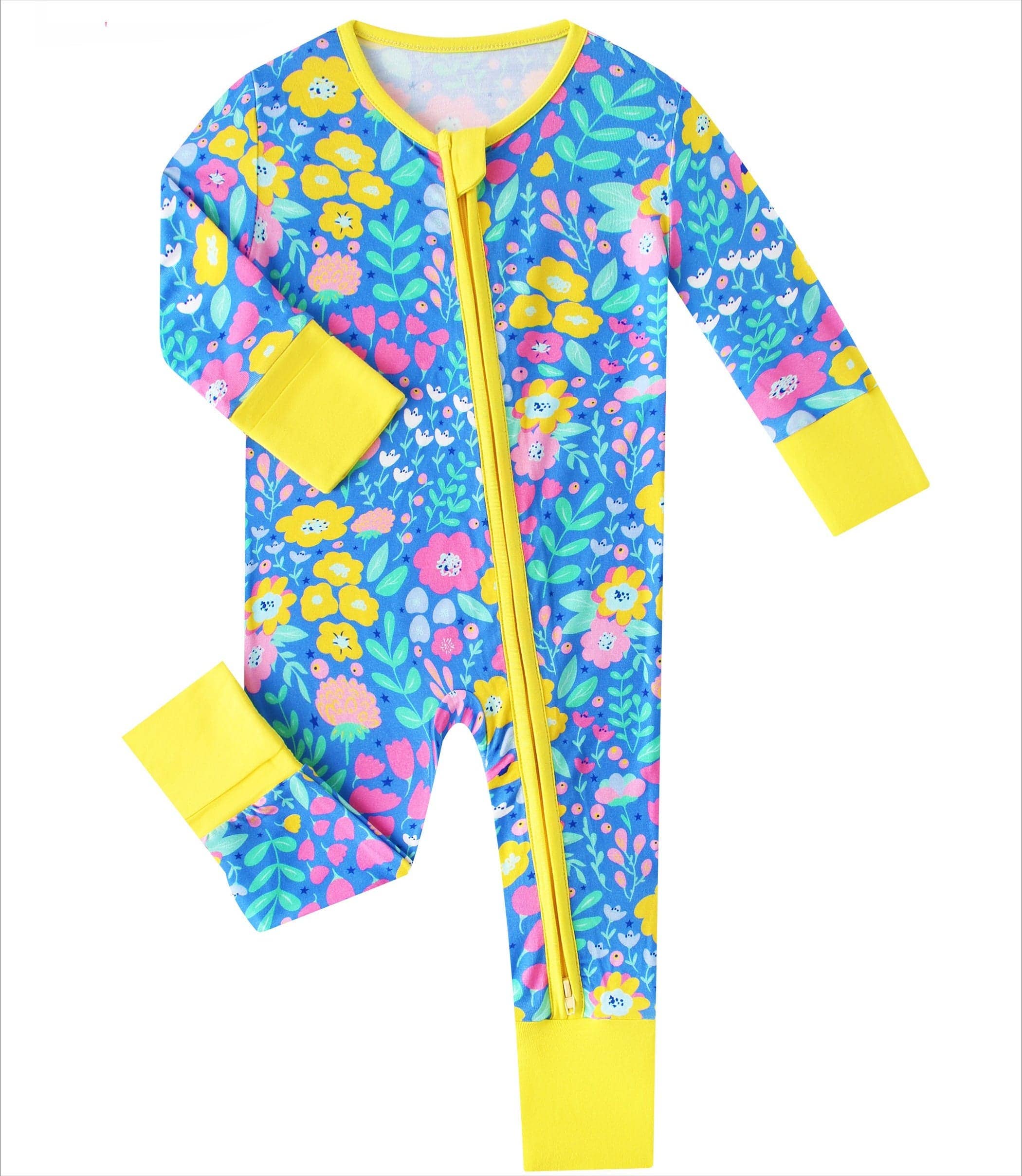 PoshTOT Blue Tulip Bamboo Baby Convertible Zippy Romper