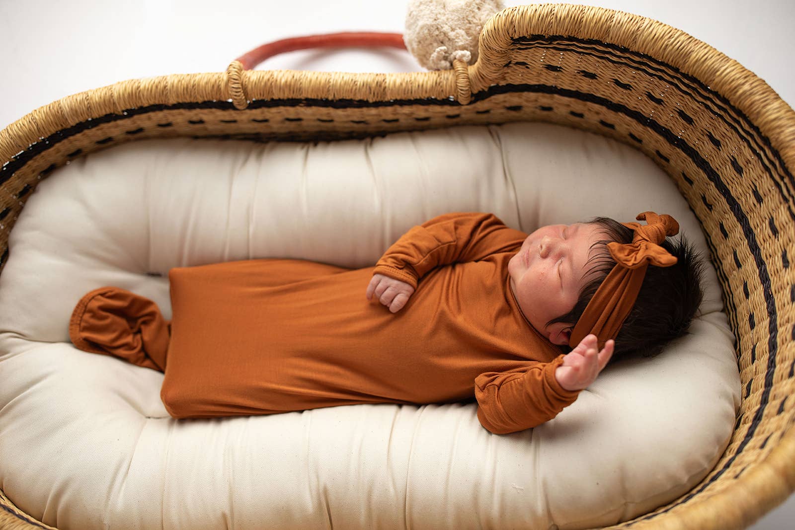 Saddle Longhorn Orange Western Knotted Newborn Baby Gown & knotted hat