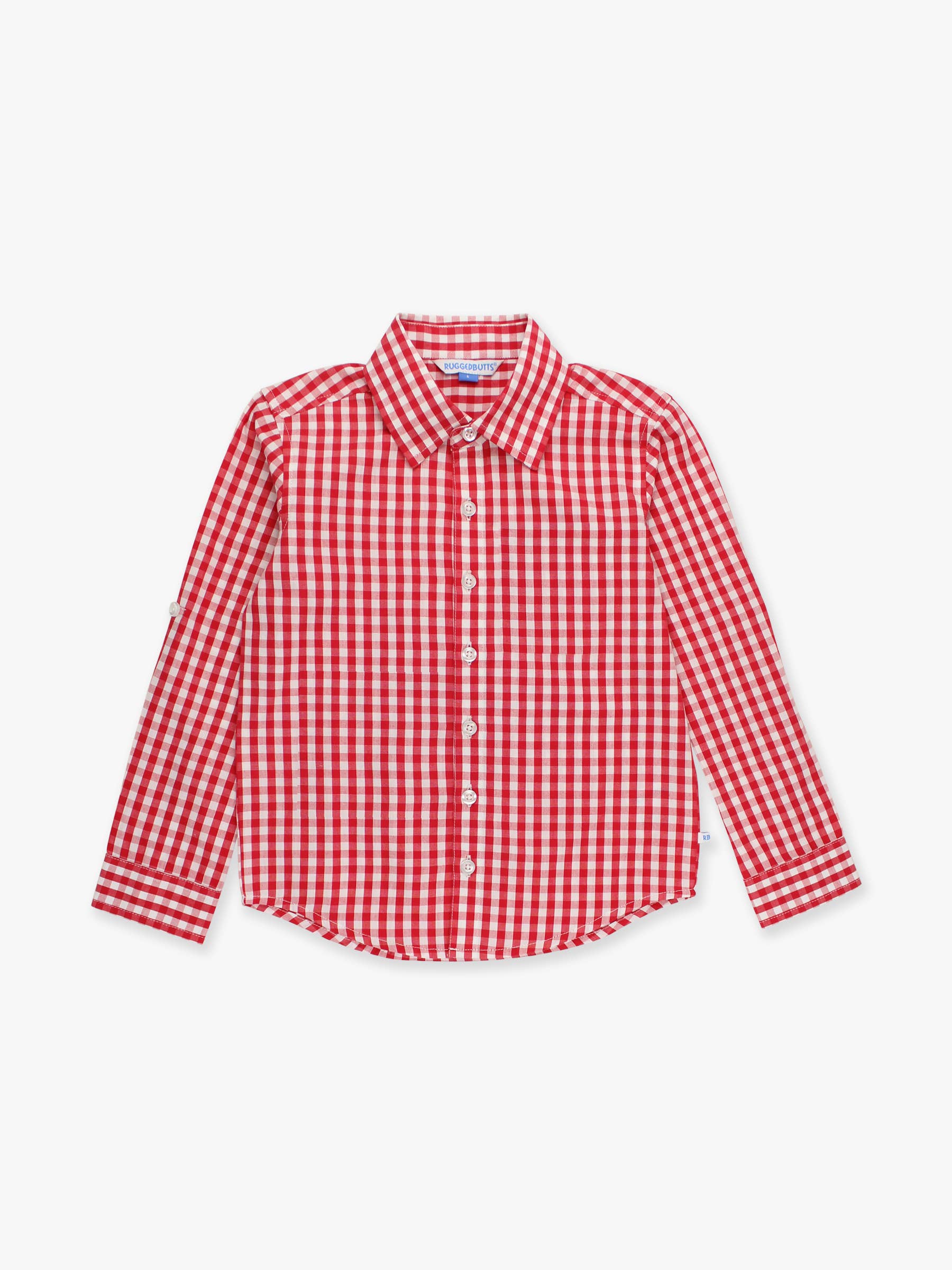 Boys Classic Red Gingham Long Sleeve Button Down Shirt
