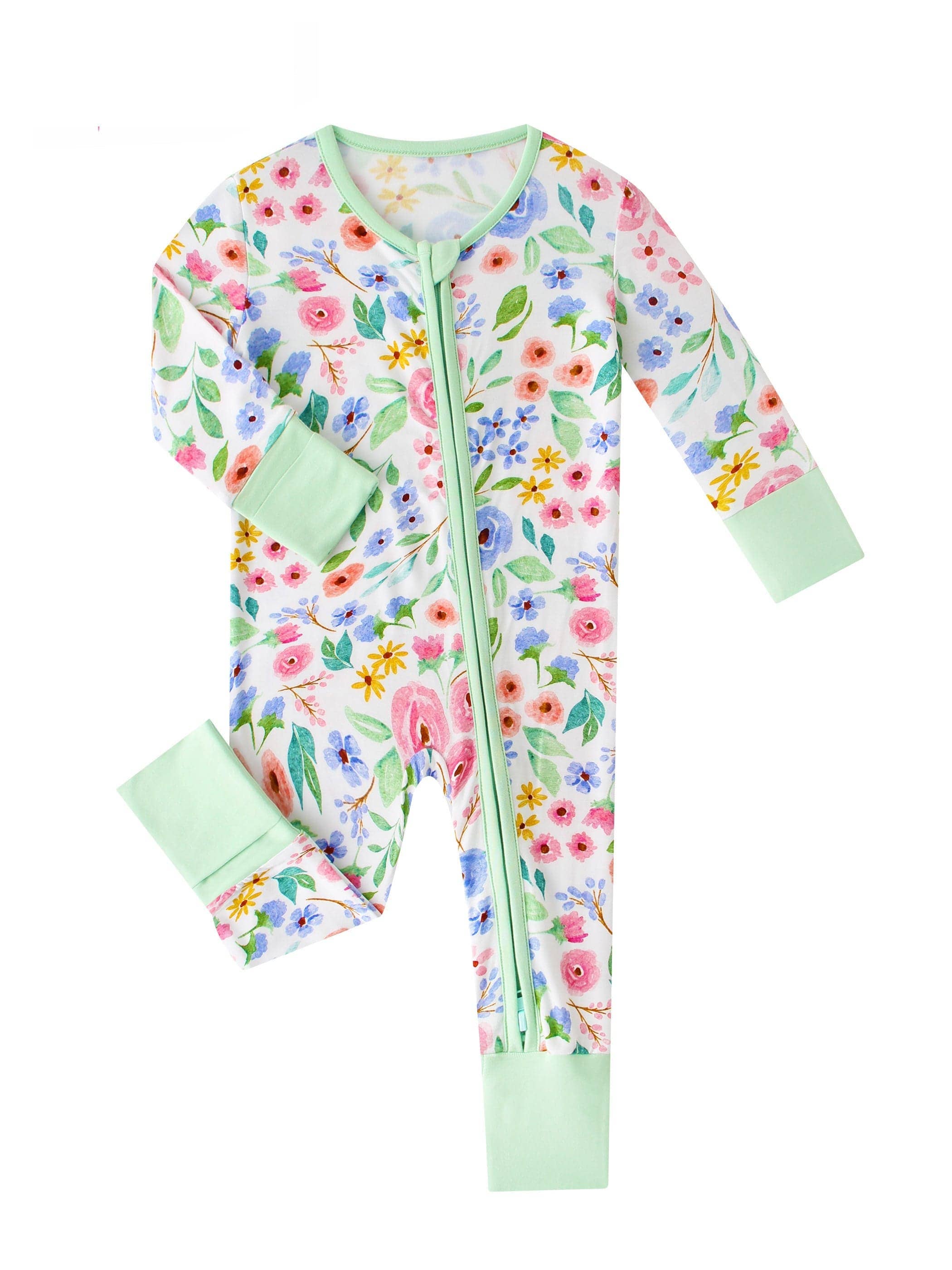 Posh TOT Ditsy Floral Bamboo Baby Convertible Zippy Romper