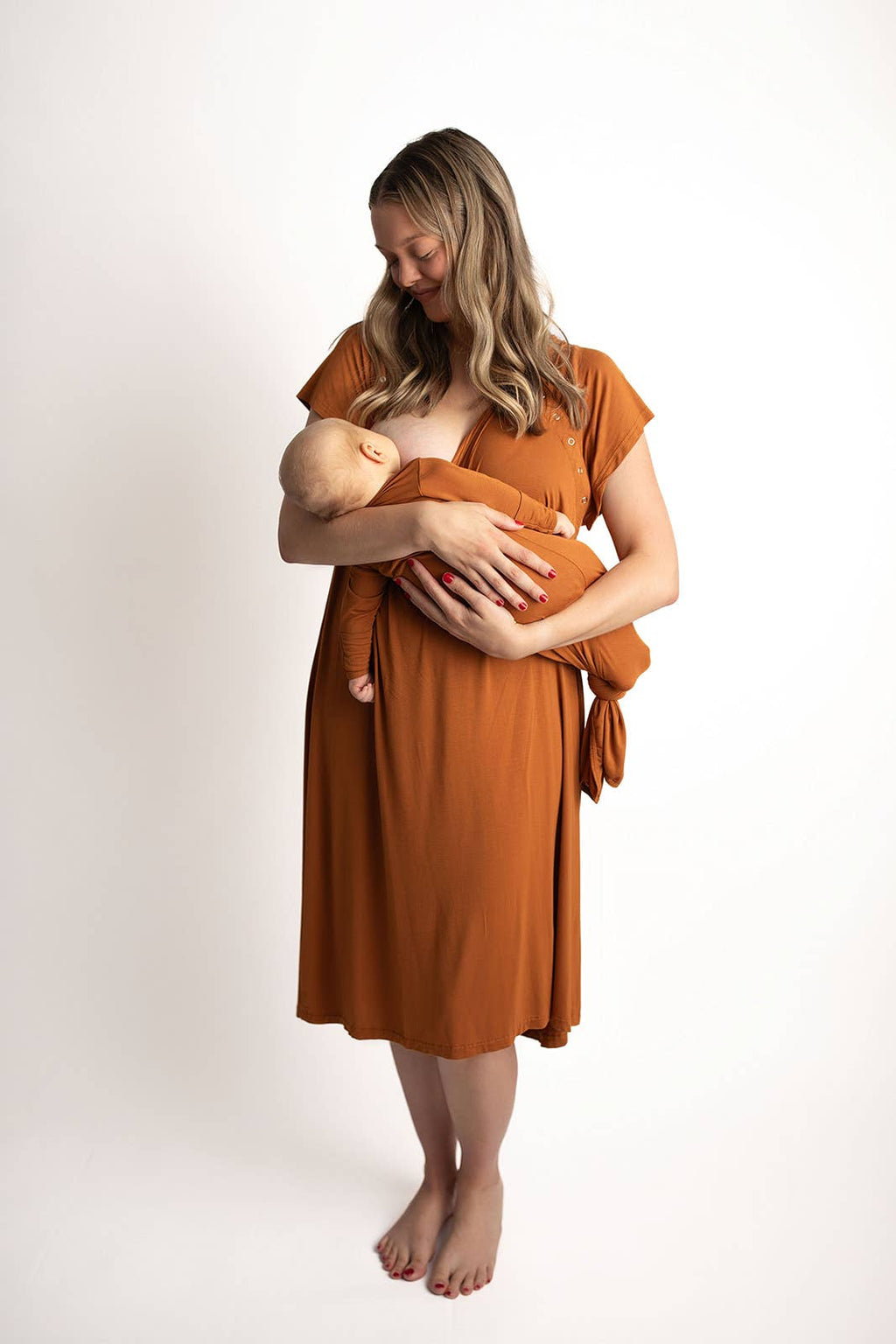 Saddle Longhorn Orange Western Knotted Newborn Baby Gown & knotted hat