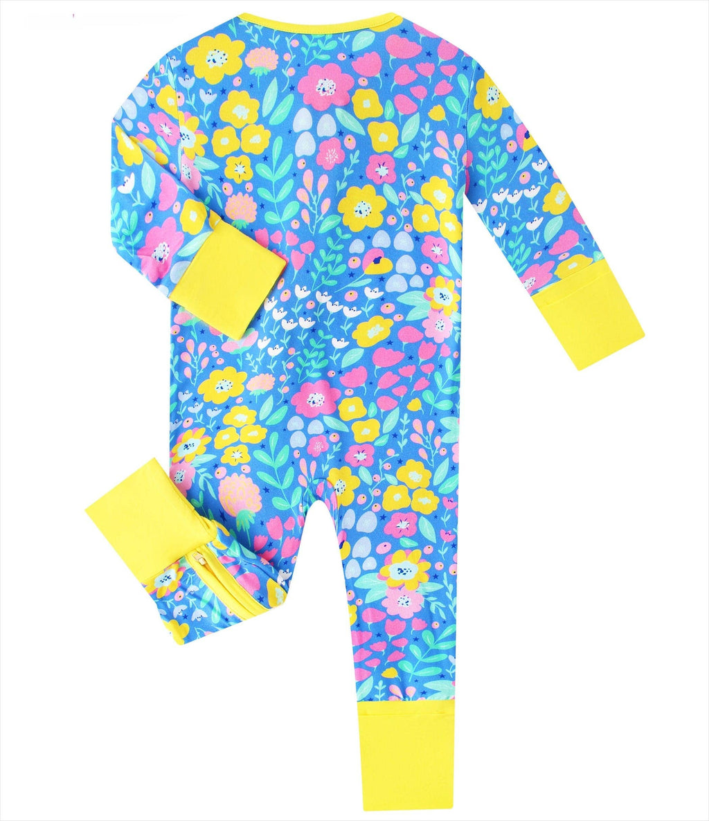 PoshTOT Blue Tulip Bamboo Baby Convertible Zippy Romper