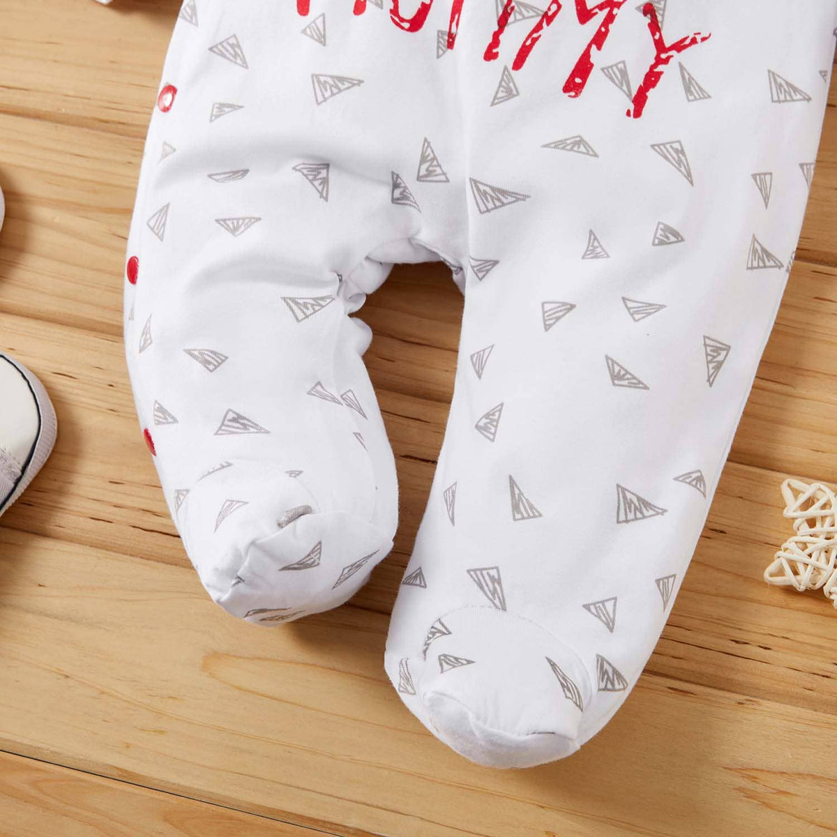 Cute Baby I Love Mummy Letter Print Red White Romper