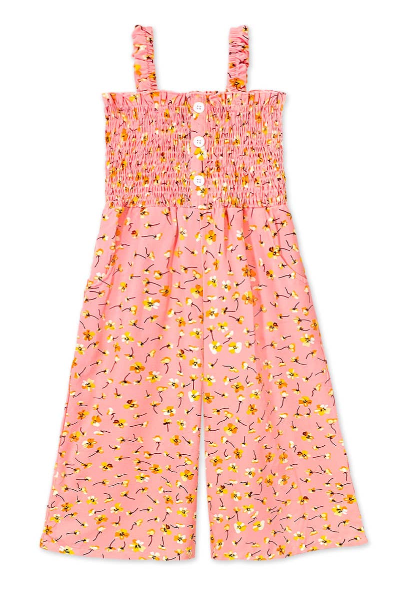 Floral Smocked Romper with Pockets