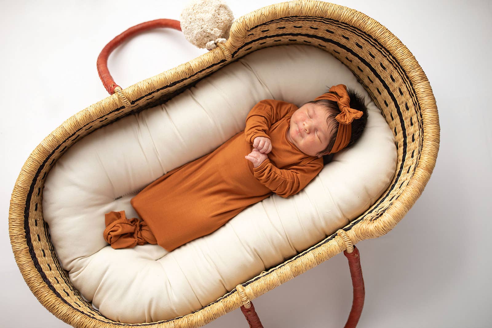 Saddle Longhorn Orange Western Knotted Newborn Baby Gown & knotted hat