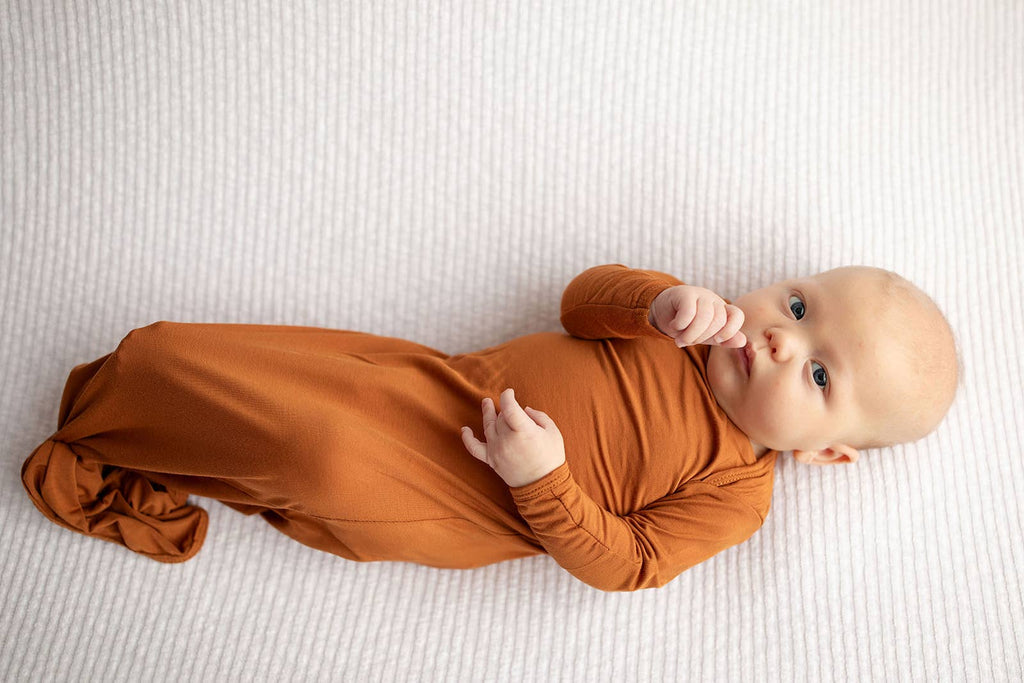 Saddle Longhorn Orange Western Knotted Newborn Baby Gown & knotted hat