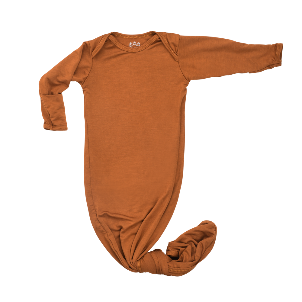 Saddle Longhorn Orange Western Knotted Newborn Baby Gown & knotted hat