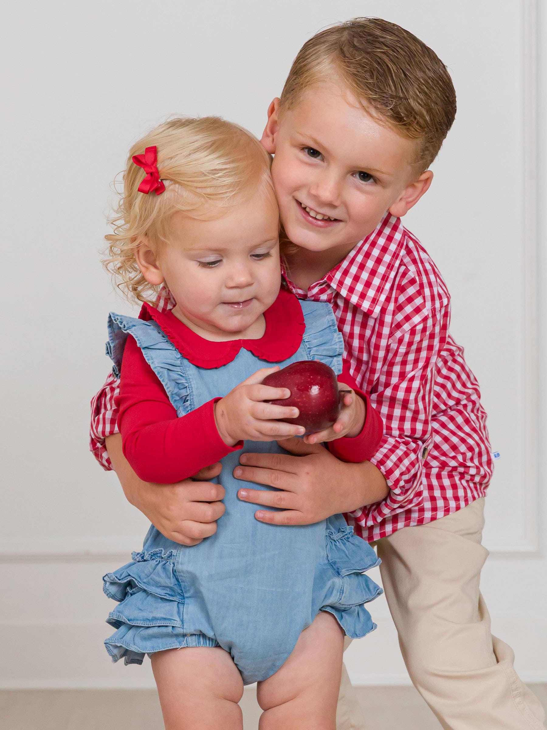 Boys Classic Red Gingham Long Sleeve Button Down Shirt