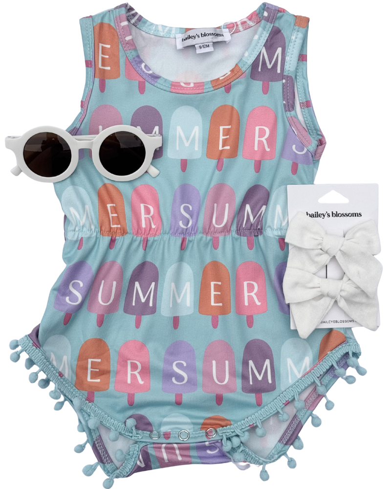 Dillon Pom Pom Romper - Pop of Summer