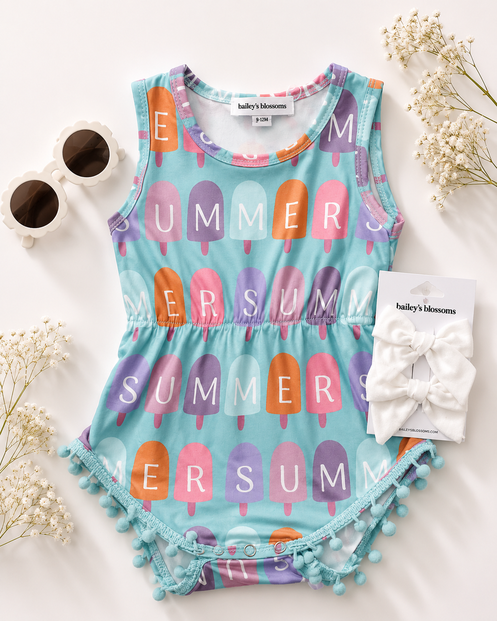 Dillon Pom Pom Romper - Pop of Summer