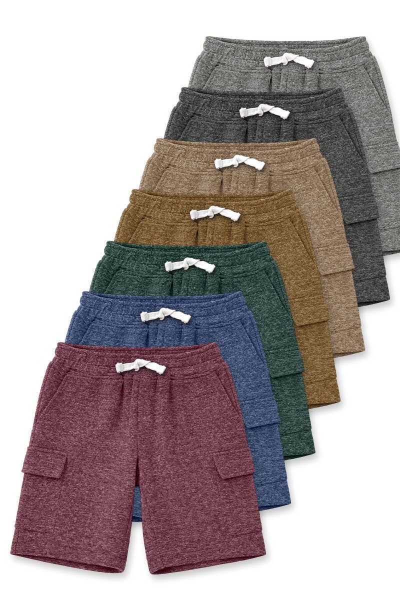 NOKI Boy's Heathered Charcoal Cargo Shorts